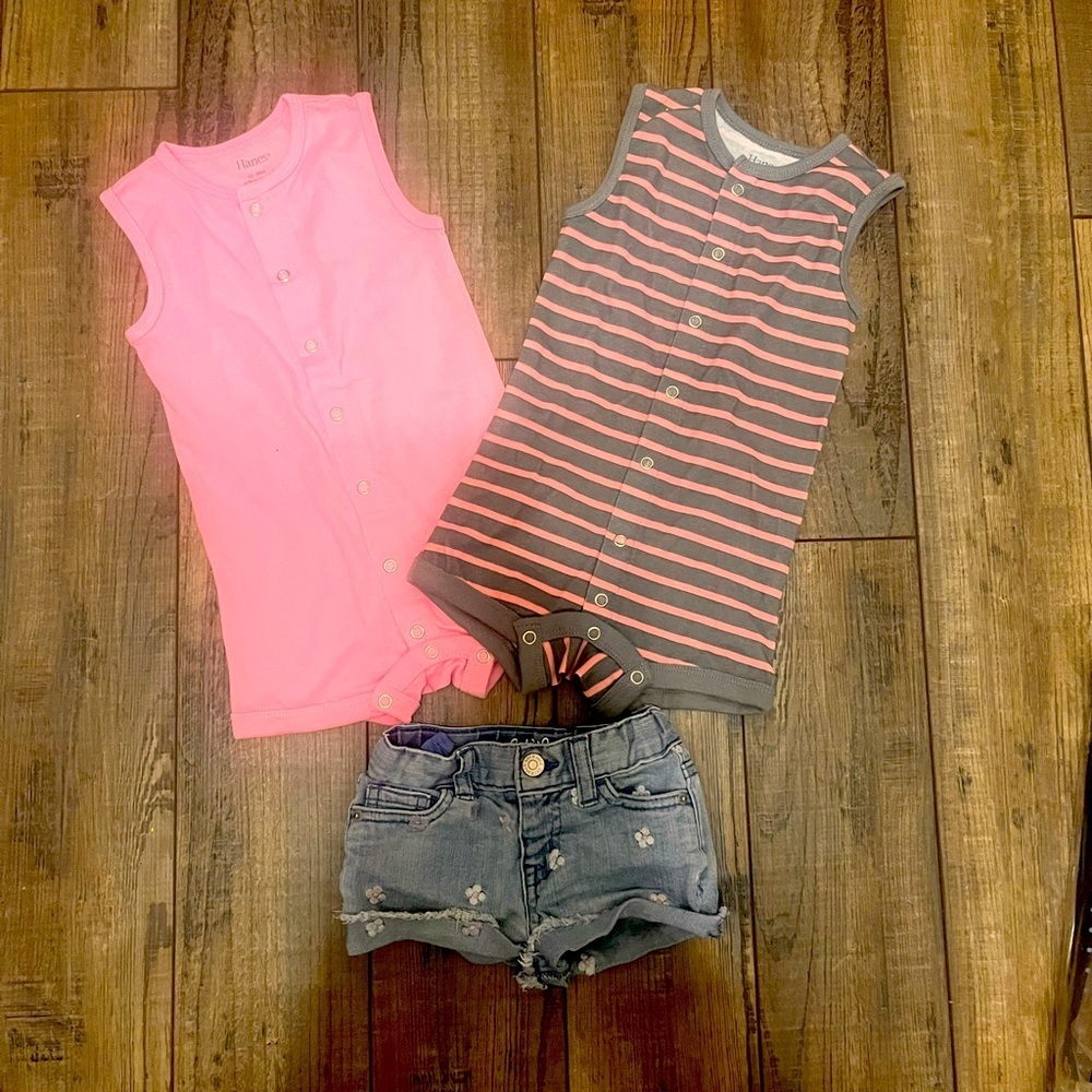 Cat & Jack Pink and Gray Button Down Shirts